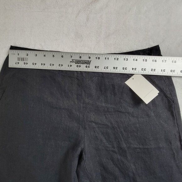 CAbi Womens Vintage Washed Linen Wide-Leg Pants Size 10 Charcoal Gray 335 New - Picture 6 of 10